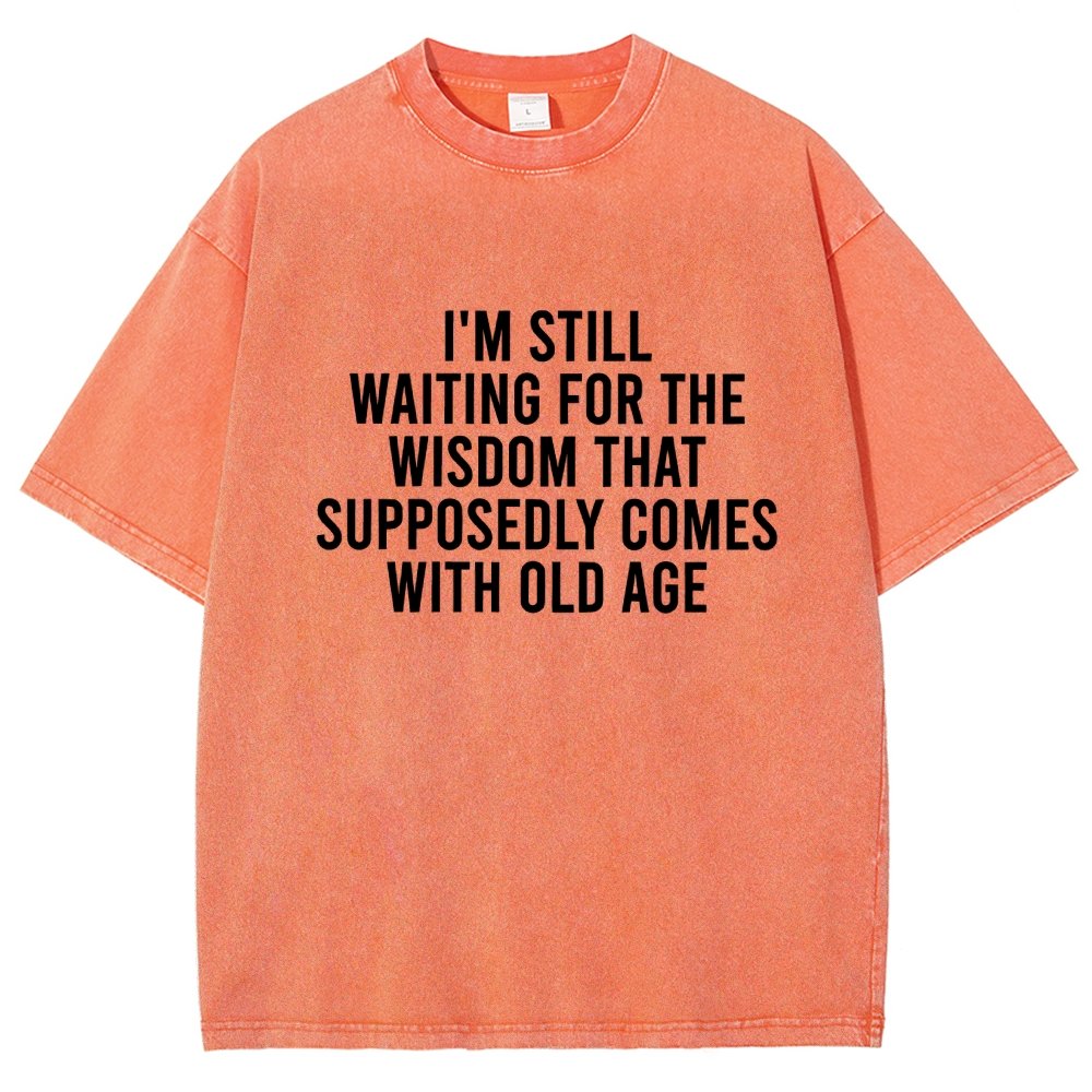 I'm Still Waiting For The Wisdom. That Supposedly Come With Old Age Vintage Distressed T-shirt