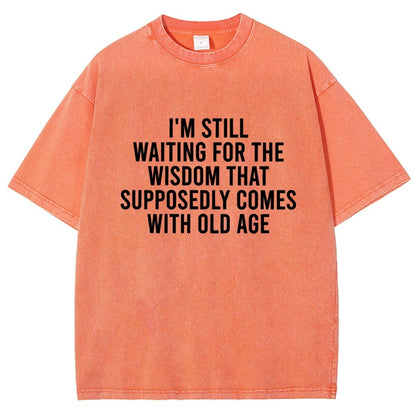 I'm Still Waiting For The Wisdom. That Supposedly Come With Old Age Vintage Distressed T-shirt