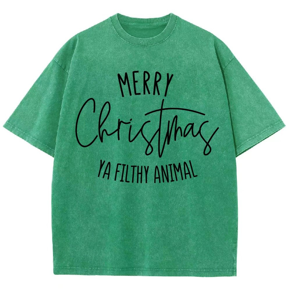 Merry Christmas Ya Filthy Animal Vintage Distressed T-shirt