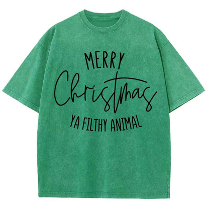 Merry Christmas Ya Filthy Animal Vintage Distressed T-shirt