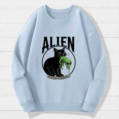 Black Cat Eating Alien Geek Cotton Sweatshirt