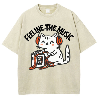Feeline the Music Vintage Distressed T-shirt
