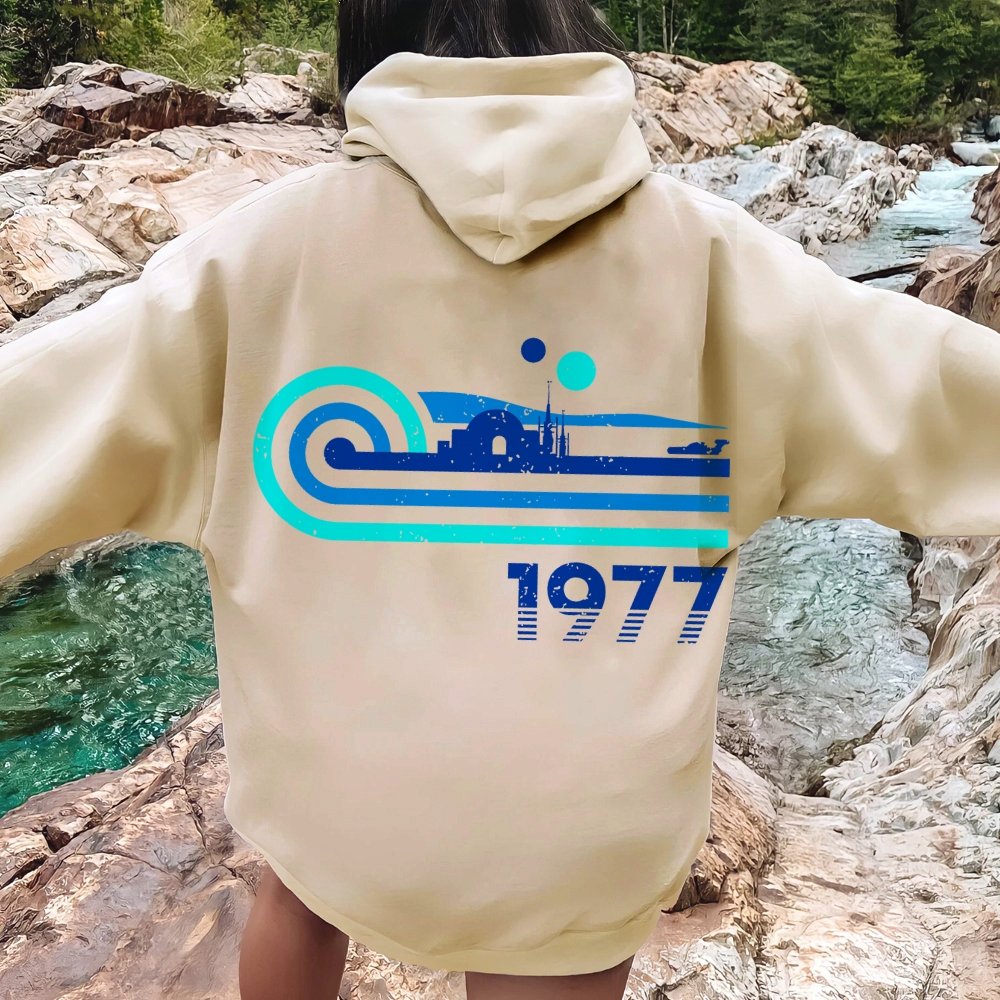 Retro Vintage Desert Planet Printed Back Unisex Cotton Hoodie