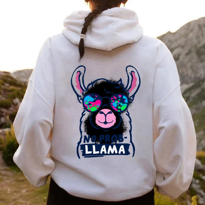 No probllama Printed Back Unisex Cotton Hoodie