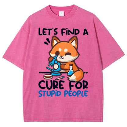 Fox Cure For Stupid People Vintage Distressed T-shirt