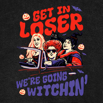 Retro Halloween Shirt - Get In Loser We're Going Witchin Vintage Distressed Hoodie