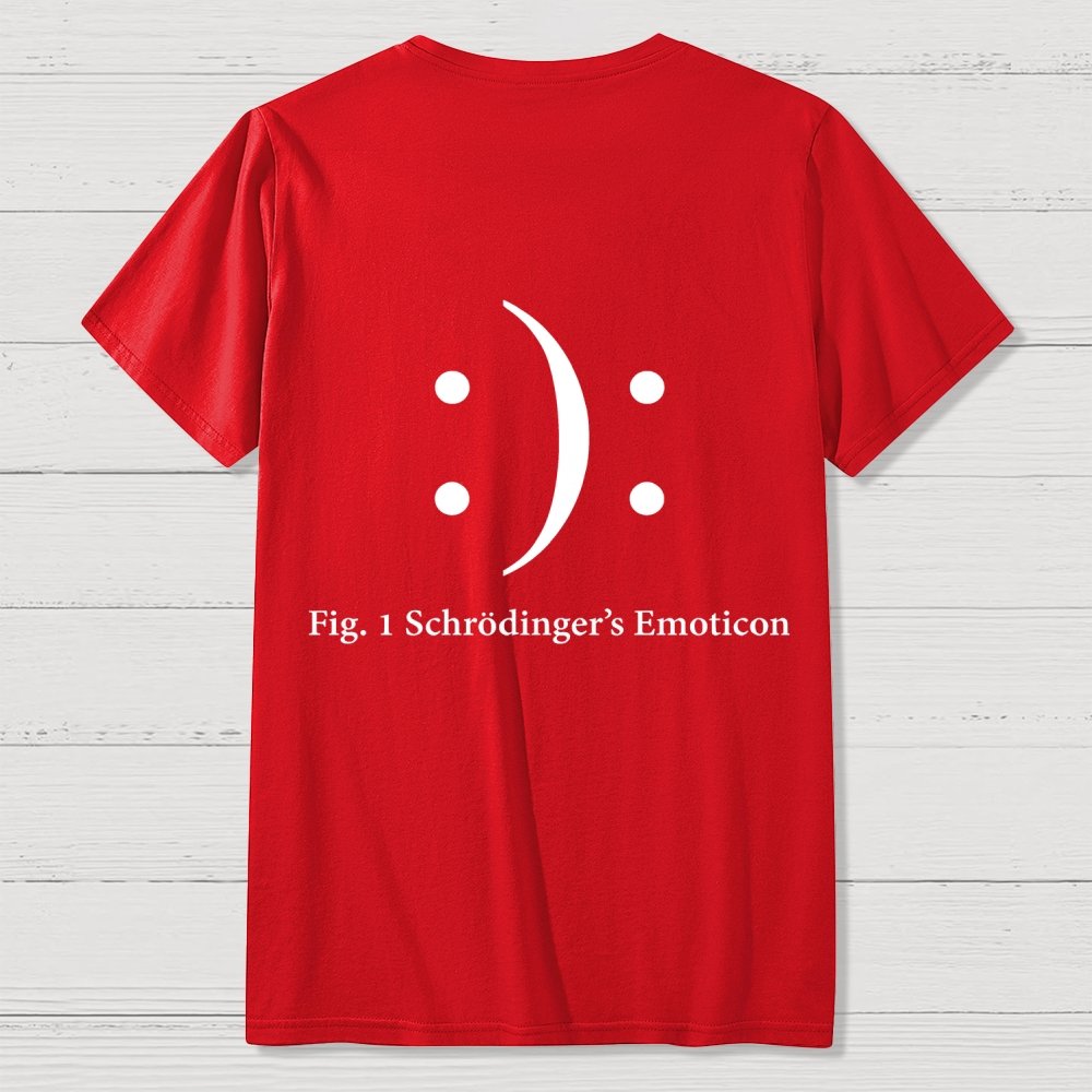 Schrodinger's Emoticon Front And Back Printing Geek T-Shirt
