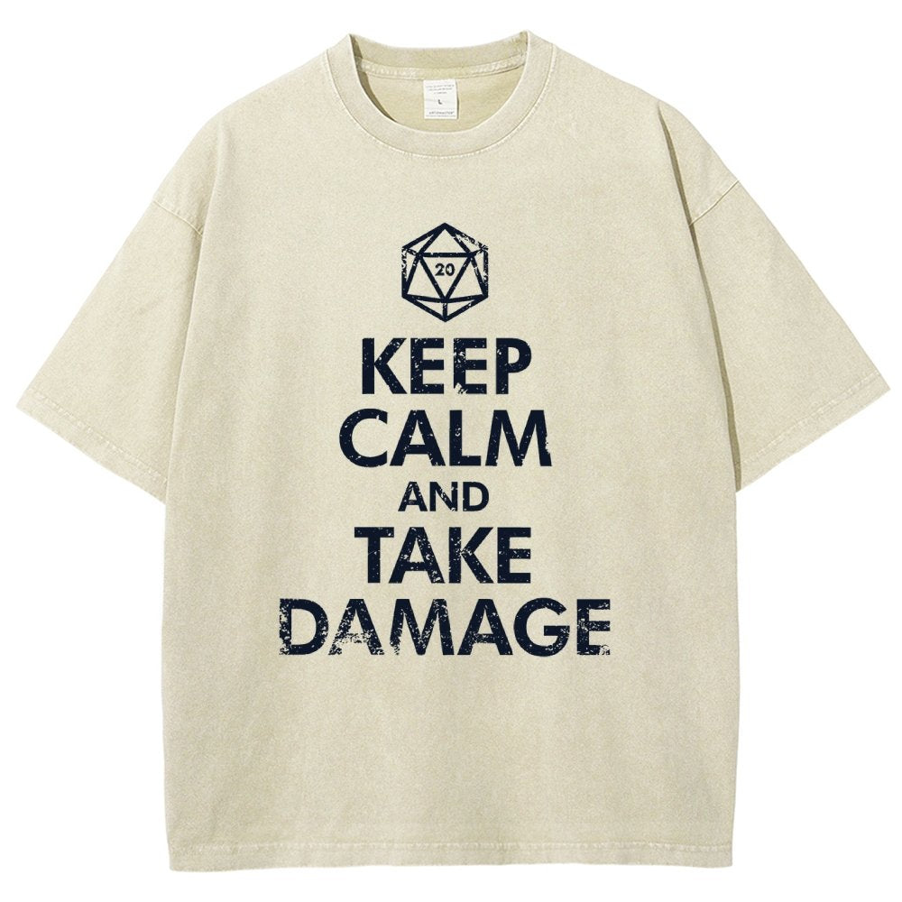 Keep Calm and Take Damage Vintage Distressed T-shirt