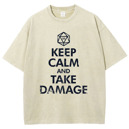 Keep Calm and Take Damage Vintage Distressed T-shirt
