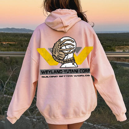 Mysterious Creatures Building Better Worlds Printed Back Unisex Cotton Hoodie