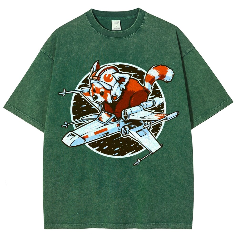 Red panda Standing By Vintage Distressed T-shirt