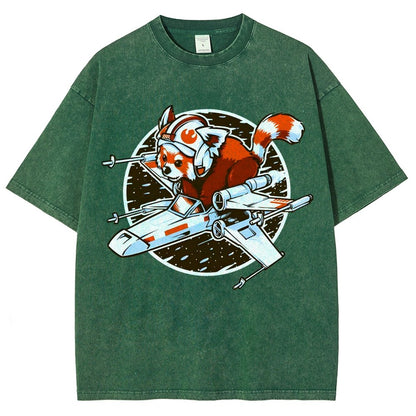 Red panda Standing By Vintage Distressed T-shirt