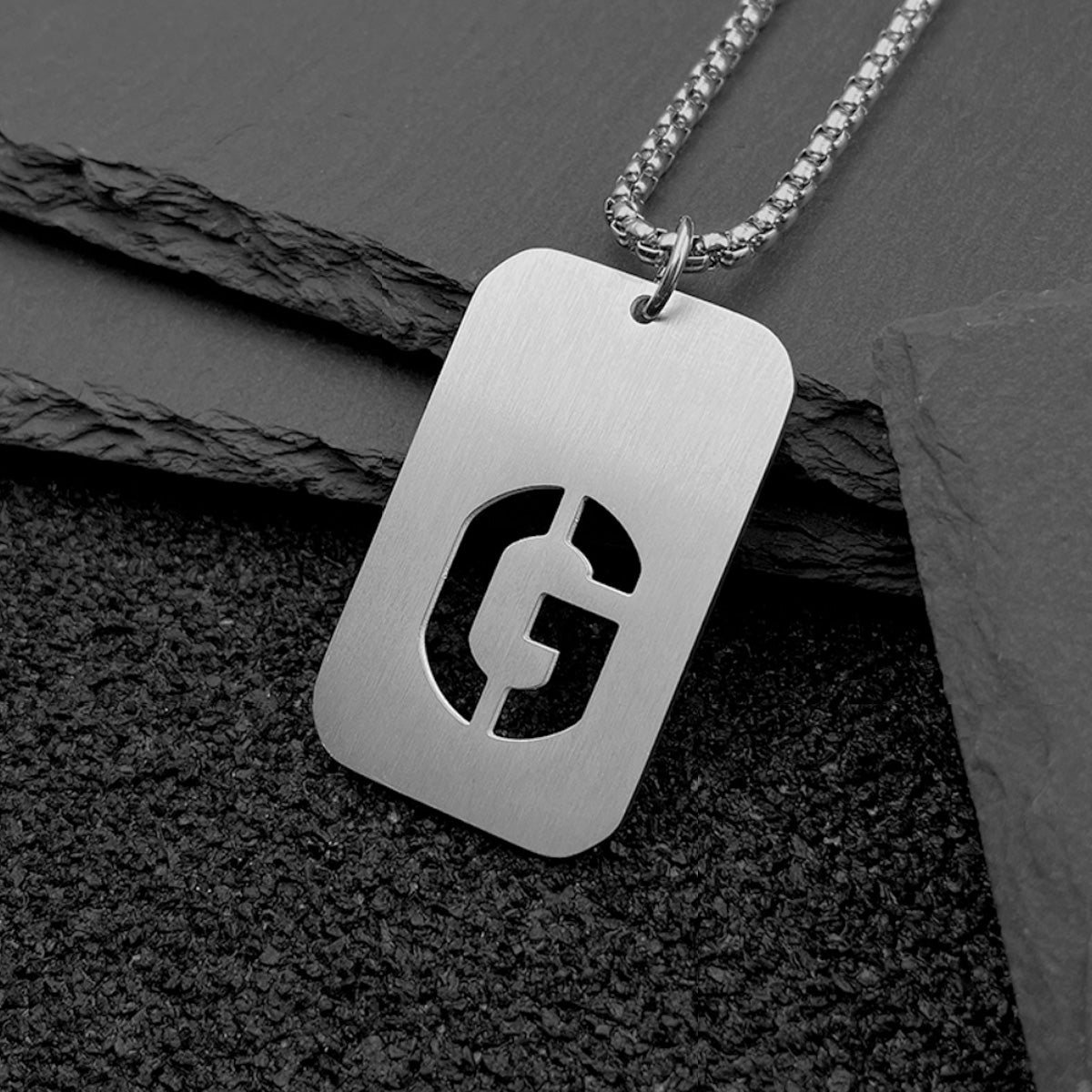 Your Exclusive Letter, Stainless Steel Square Pendant Necklace