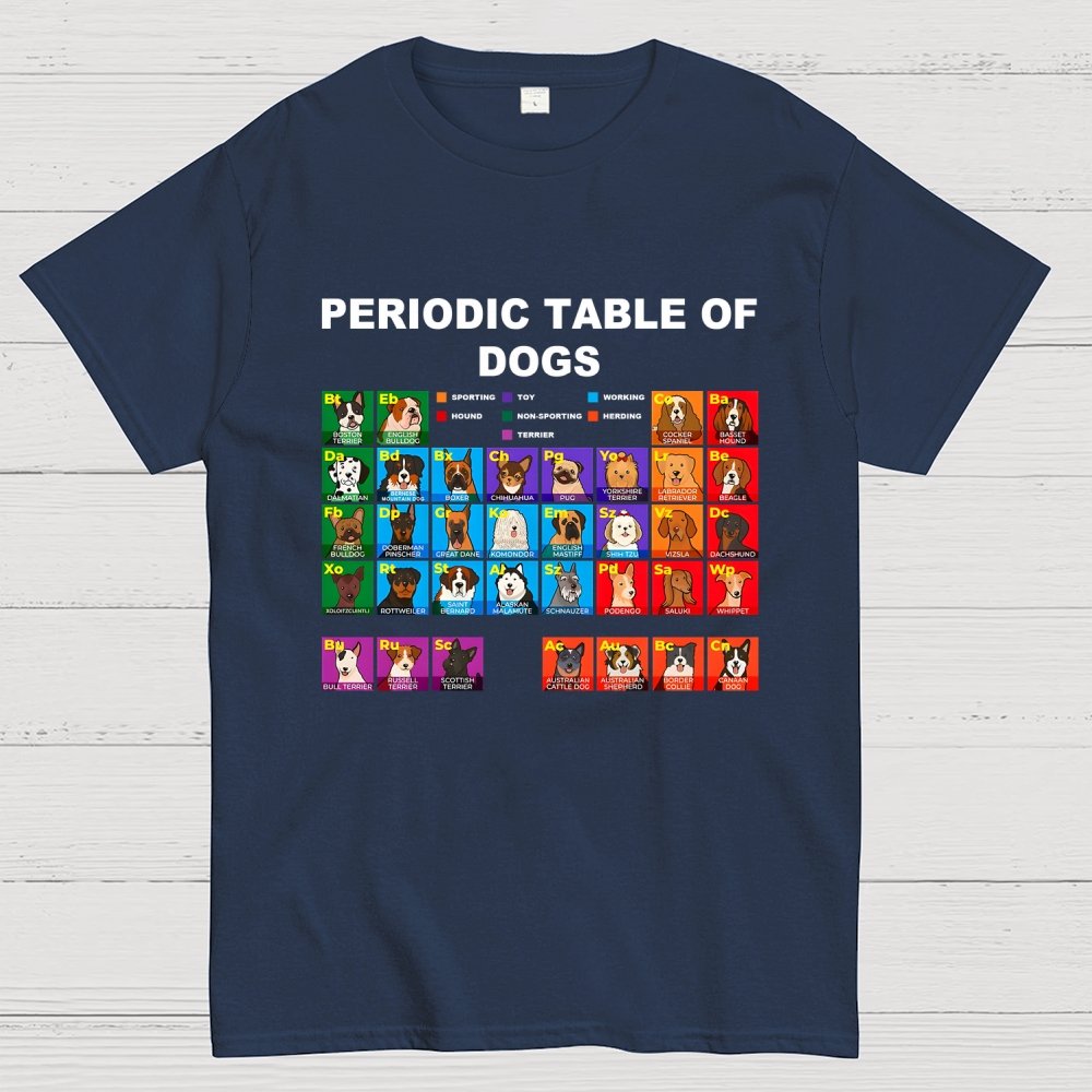 Periodic Table of Dogs, Dog Lover, Funny Science Geek T-Shirt