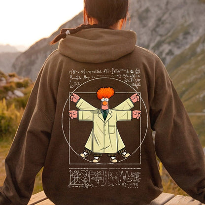 Vitruvian Puppet Printed Back Unisex Cotton Hoodie