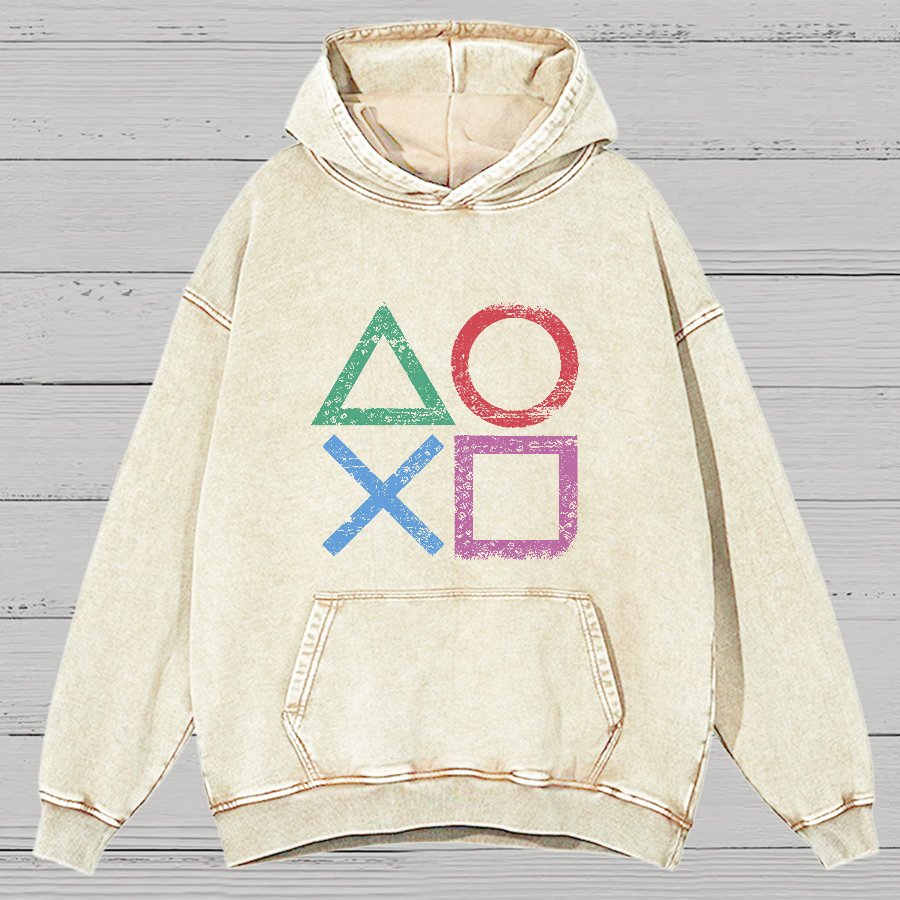 Gaming symbols Geeky Vintage Distressed Hoodie