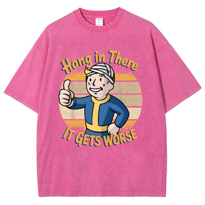 Hang In There It Gets Worse Funny Vintage Distressed T-shirt