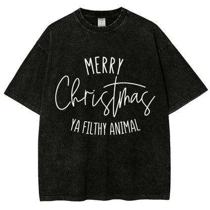 Merry Christmas Ya Filthy Animal Vintage Distressed T-shirt