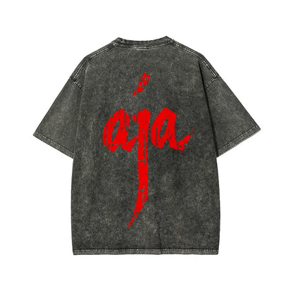Aja Front And Back Printing Washed T-shirt