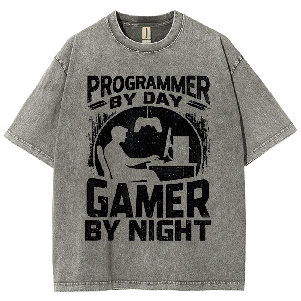 Programmer By Day Gamer By Night Computer Programming Vintage Distressed T-shirt
