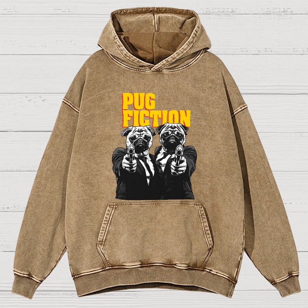 Pug Fiction Vintage Distressed Hoodie
