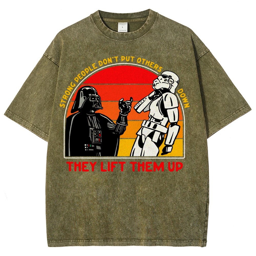 Strong People Graphic Vintage Distressed Washed T-shirt