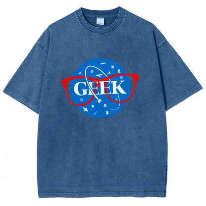 GEEK Space Patch Vintage Distressed T-shirt