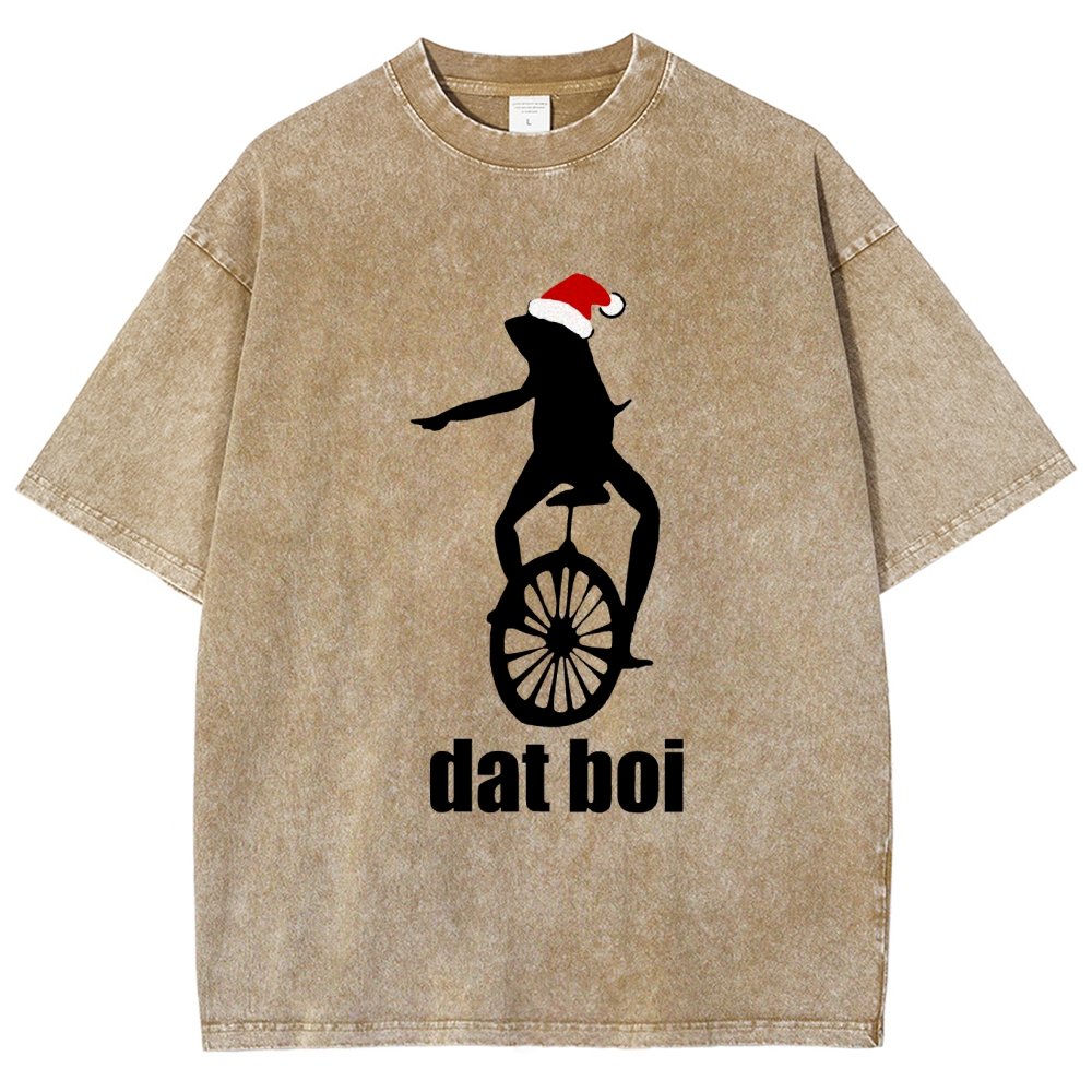 Christmas Here Comes Dat Boi Waddup Meme Vintage Distressed T-shirt