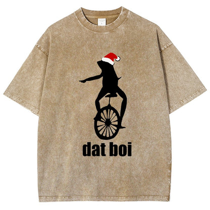 Christmas Here Comes Dat Boi Waddup Meme Vintage Distressed T-shirt