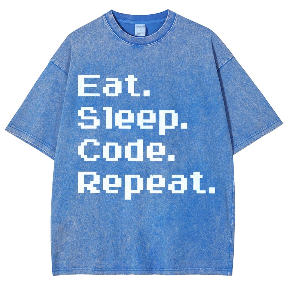 Eat Sleep Code Repeat Vintage Distressed T-shirt