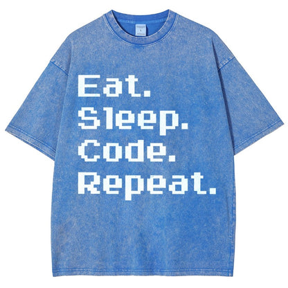 Eat Sleep Code Repeat Vintage Distressed T-shirt