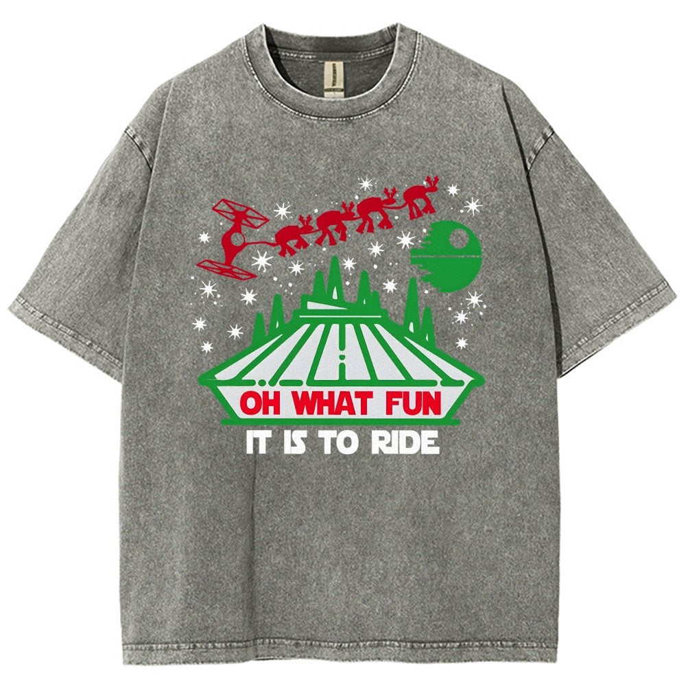 Oh！What Fun It Is To Ride Christmas Vintage Distressed T-shirt