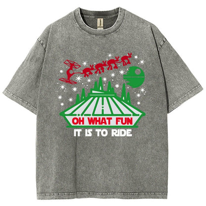 Oh！What Fun It Is To Ride Christmas Vintage Distressed T-shirt