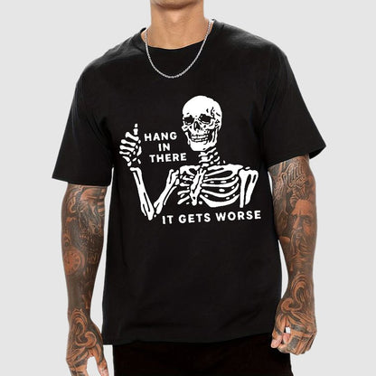 Hang In There Skeleton Geek T-Shirt