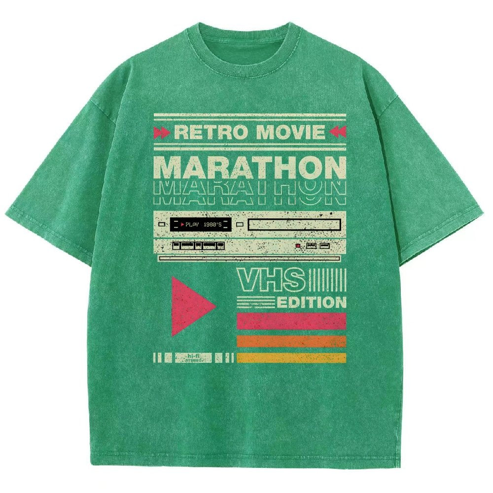 Retro Movie Marathon VHS Edition Vintage Distressed T-shirt