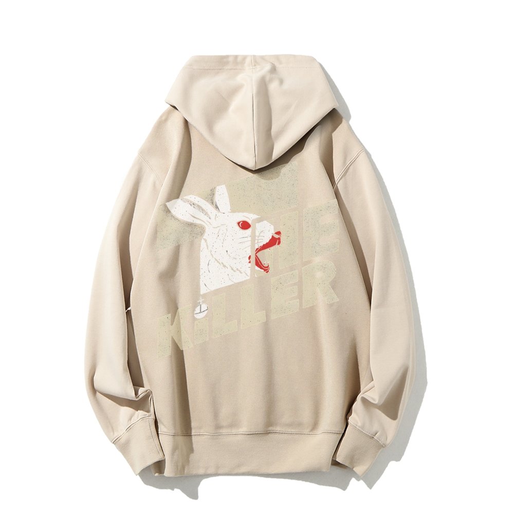 Mysterious Rabbit Printed Back Unisex Cotton Hoodie