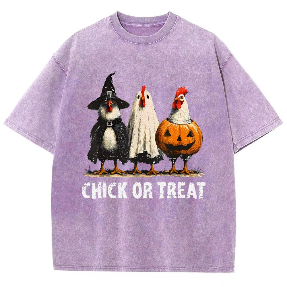Halloween Chick or Treat Vintage Distressed T-shirt
