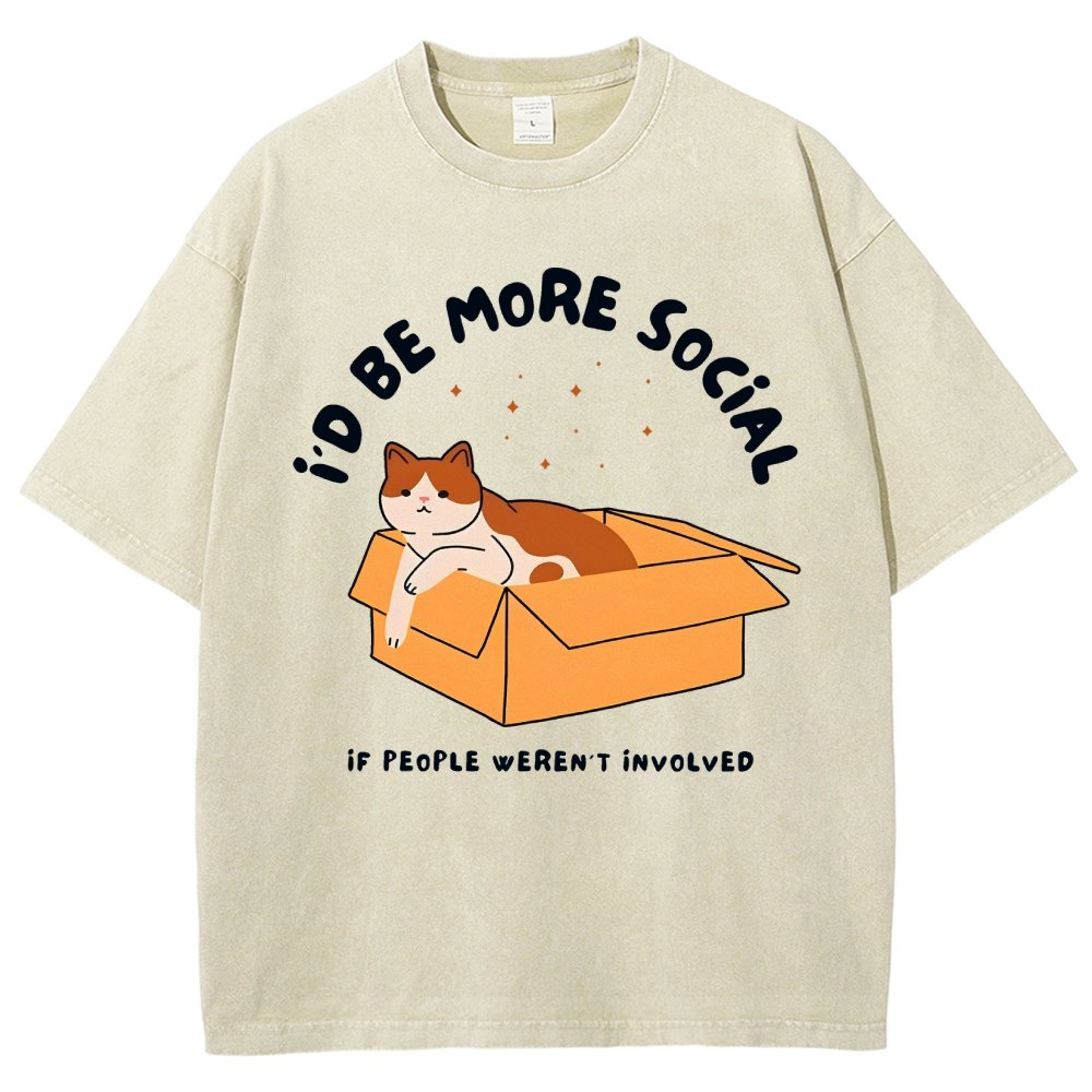 I'd Be More Social Vintage Distressed T-shirt