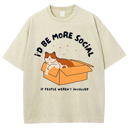 I'd Be More Social Vintage Distressed T-shirt