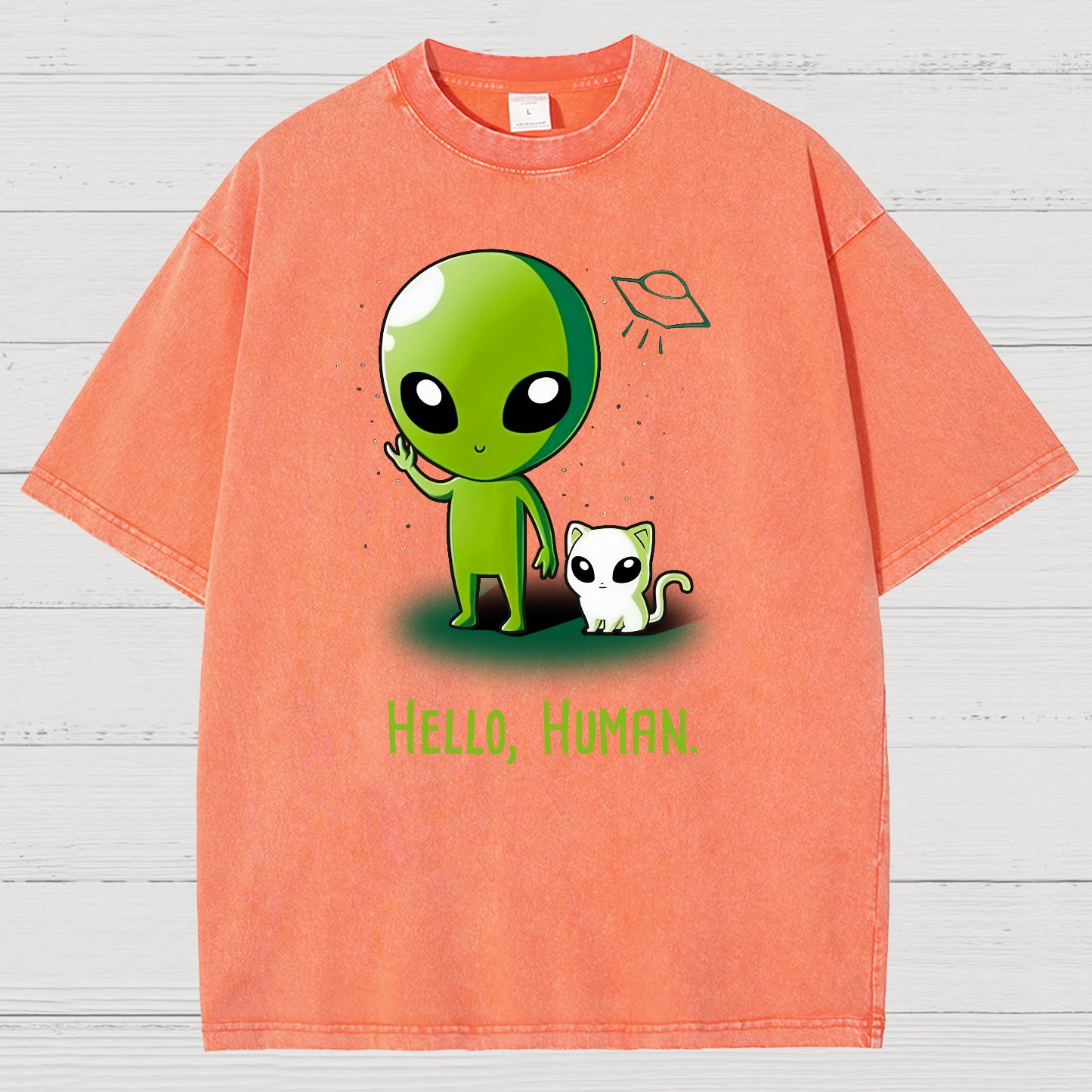 Hello, Human！！Vintage Distressed T-shirt