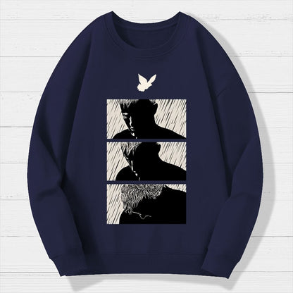 Ending White Geek Cotton Sweatshirt