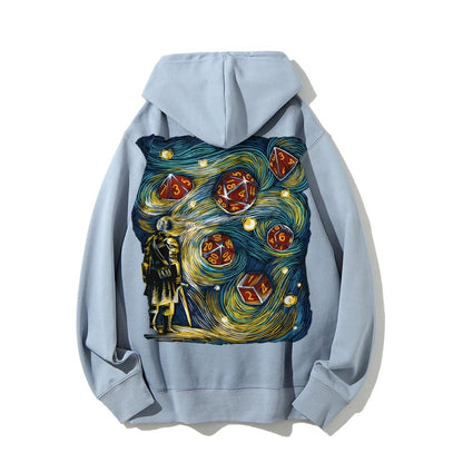 Starry Dice Printed Back Cotton Hoodie