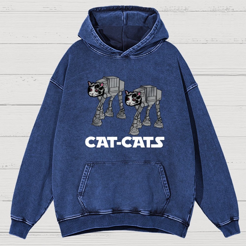 Walking Robot Cat Vintage Distressed Hoodie