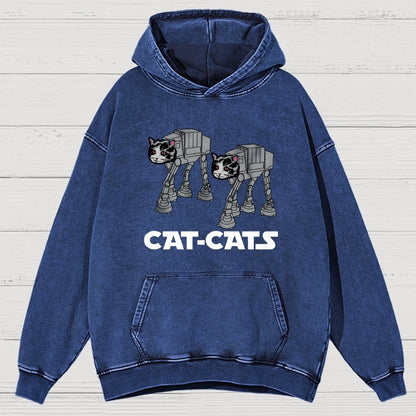 Walking Robot Cat Vintage Distressed Hoodie