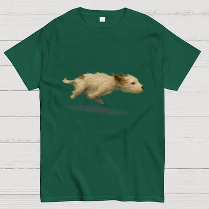 Funny Cute Running Dog Art Print Geek T-Shirt