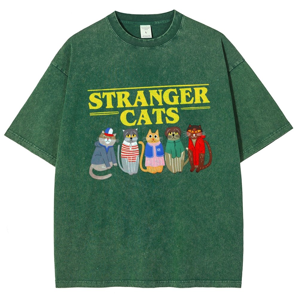 Stranger Cats Vintage Distressed T-shirt