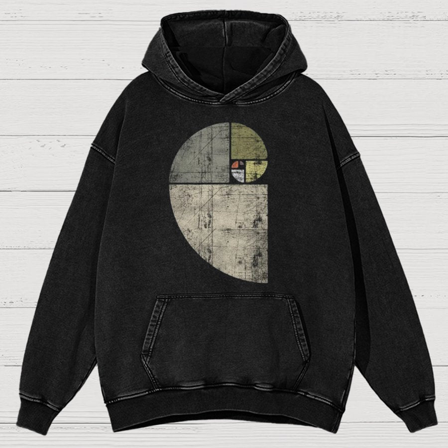 Distressed Fibonacci Spiral Geek Graphic Vintage Distressed Hoodie