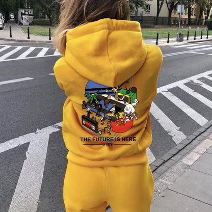 The Future Is Here Printed Back Unisex Cotton Hoodie