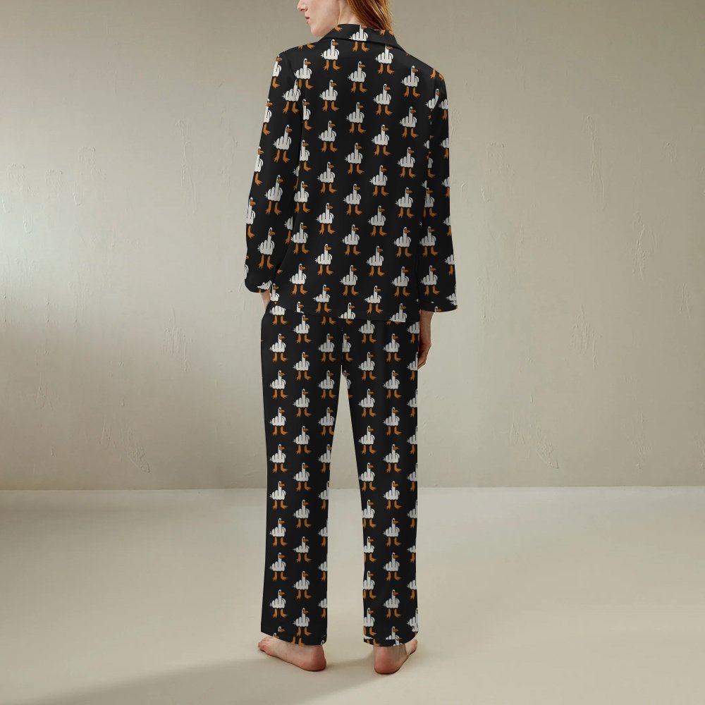 Rude Seagull Design Funny Geek Long Sleeve Pajama Set