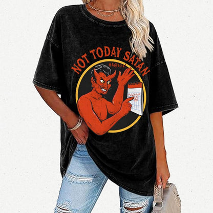 Not Today Satan Vintage Distressed T-shirt